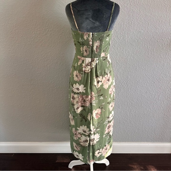 Abercrombie & Fitch Olive Floral Maxi Dress | Size S | Spaghetti Straps - Picture 2 of 6